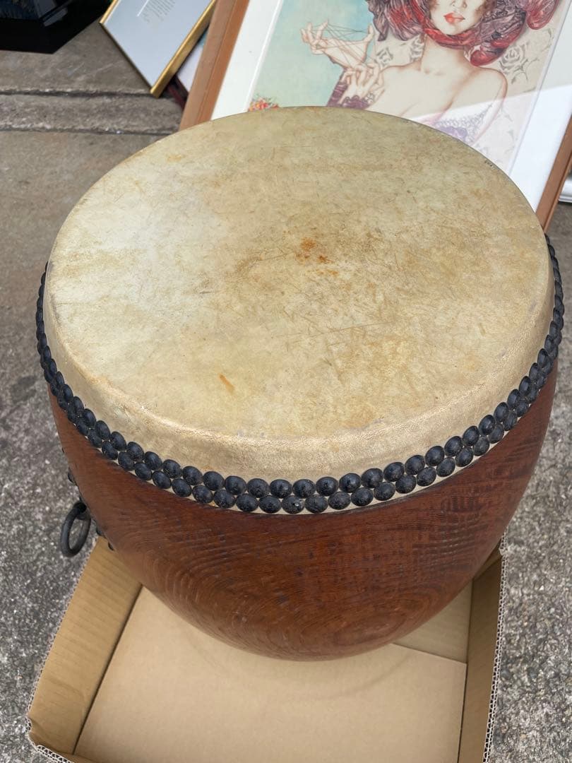 堀田新五郎 ケヤキくり抜き和太鼓 鳳凰印諸太鼓 打面36cm