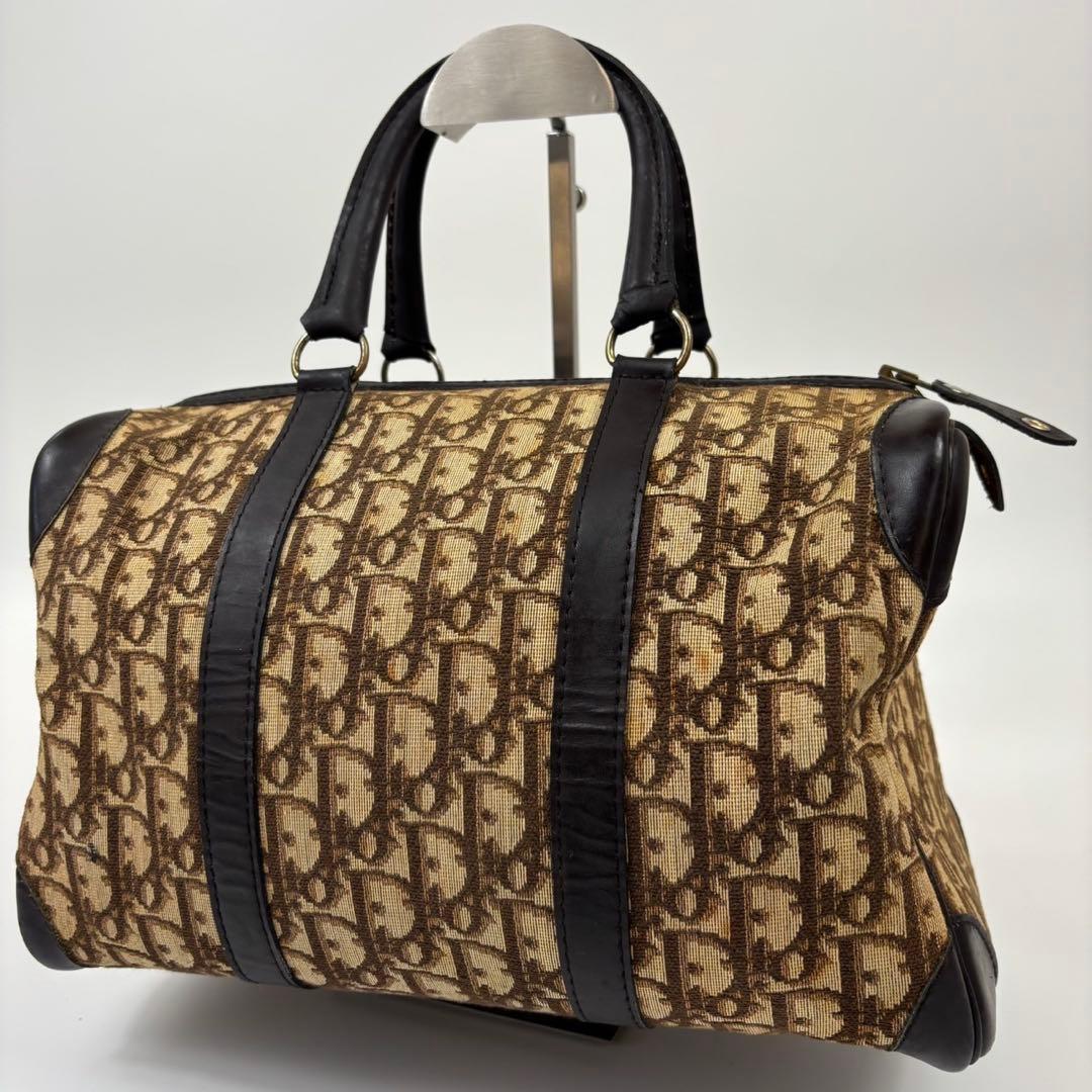 クリスチャンディオール ミニボストンバッグ　トロッター柄　ゴールド金具