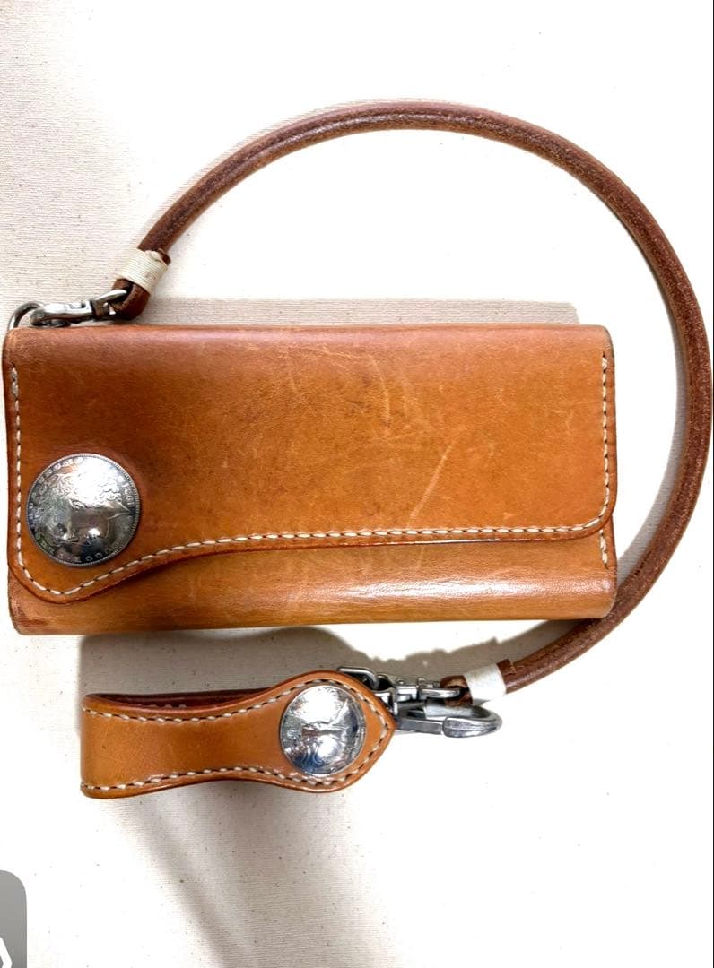 ビーズ屋公ちゃん☆ブラウンレザー☆長財布☆美品☆USED!