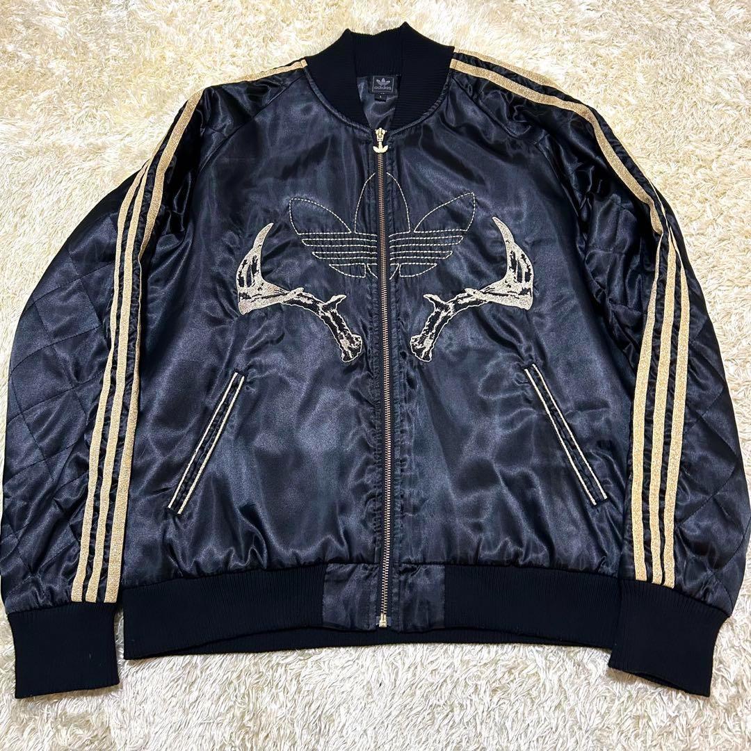 美品✨希少】アディダス オリジナルス スカルボーン スカジャン 黒×金