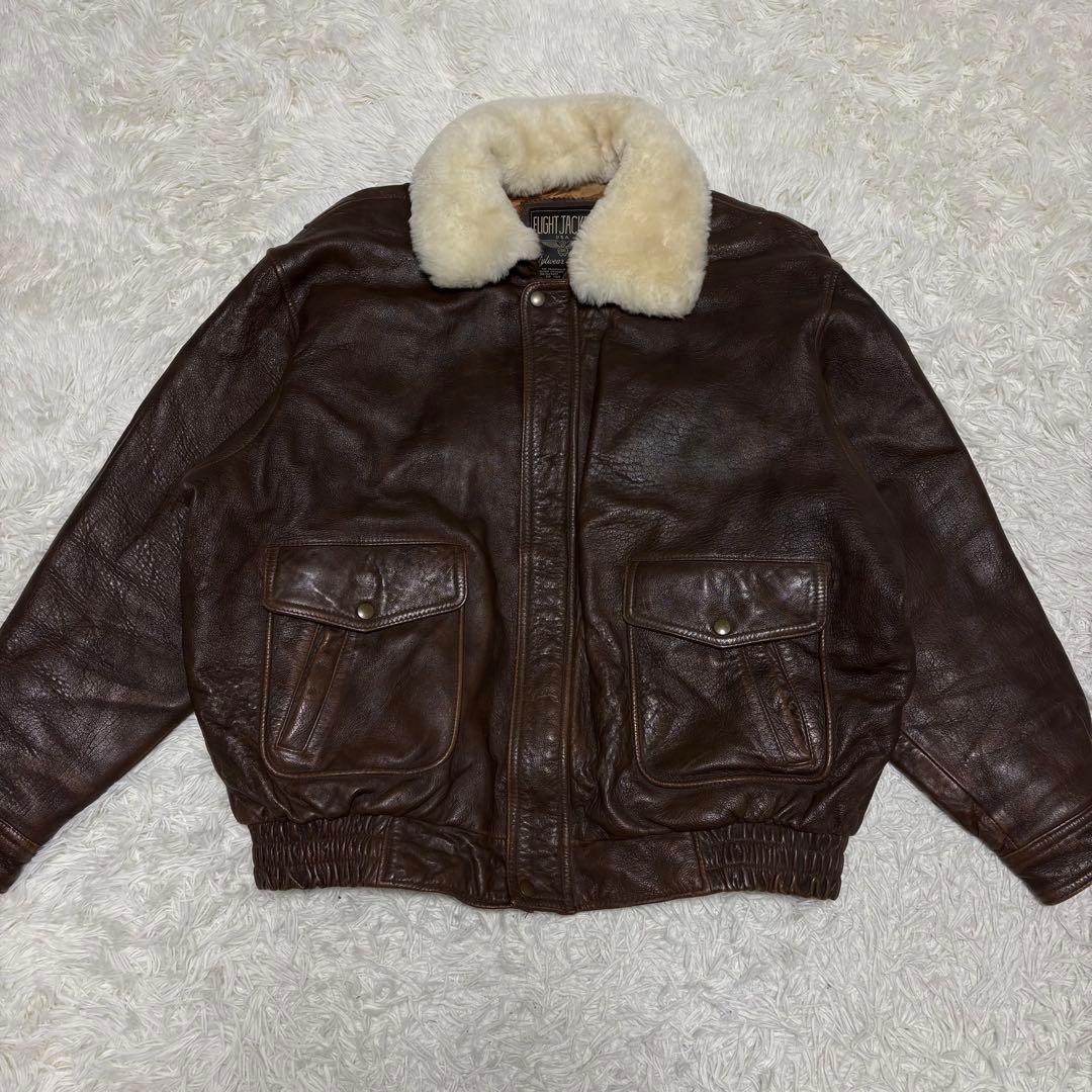 ぱとらっしゅ 様90s】 G-1 A-2フライトレザージャケット ブラウン 4L