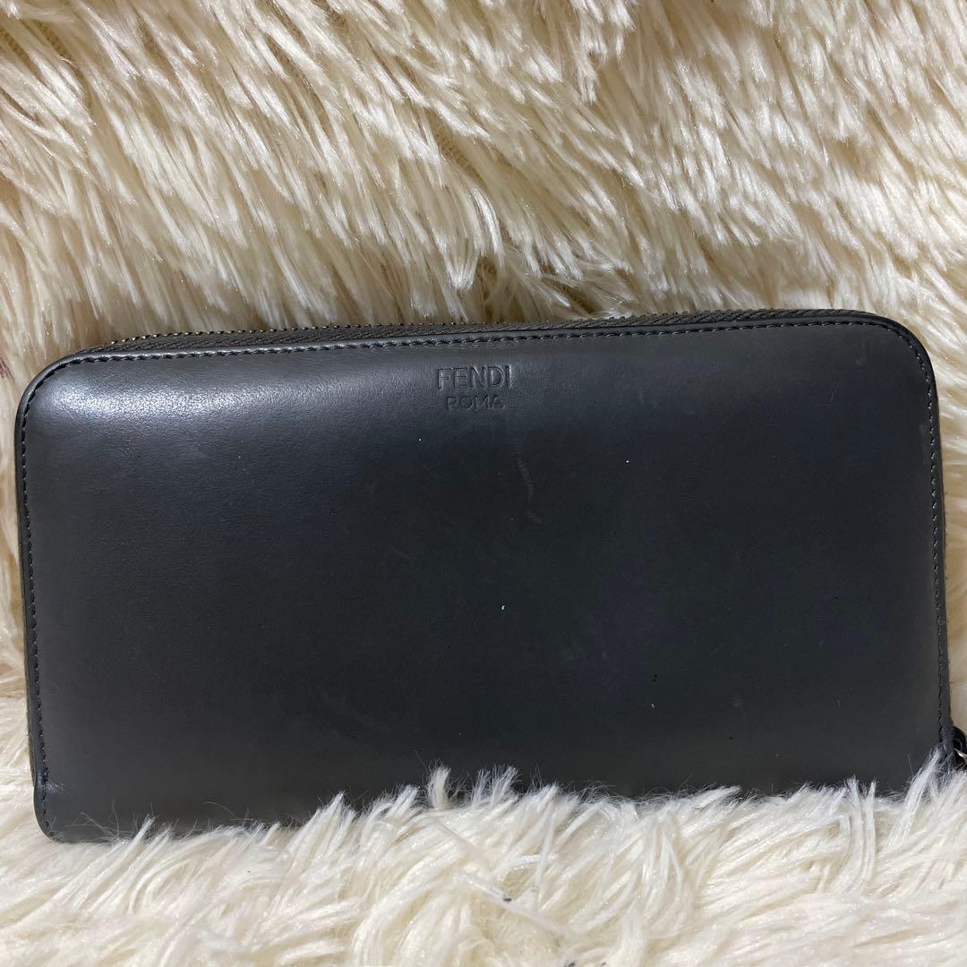 希少 フェンディ 長財布 モンスター バグズアイ ラウンドファスナー 黒
