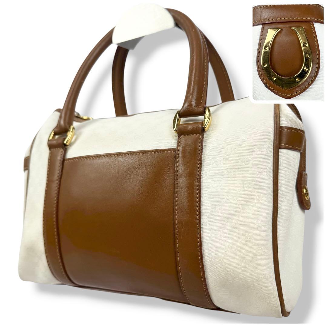 GUCCI グッチ マイクロGG ミニボストンバッグ ホースビット ホワイト