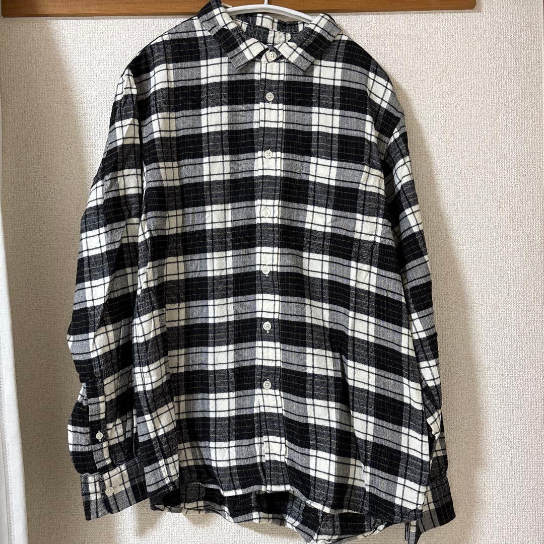 フランネル チェック柄 長袖シャツ ブラック/ホワイト - メルカリ