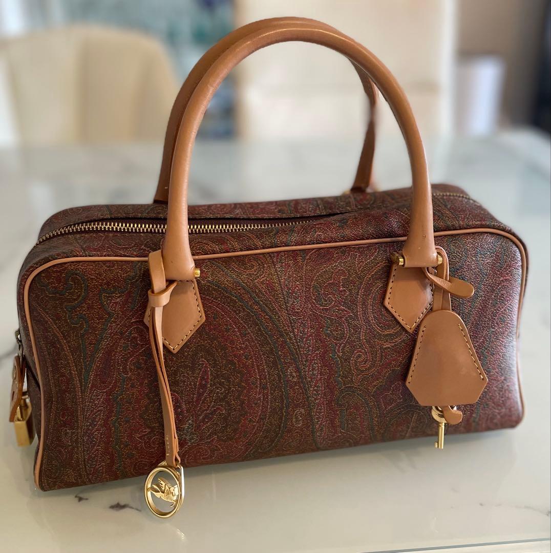 【極美品】ETRO ペイズリー ミニボストンハンドバック　鍵付き