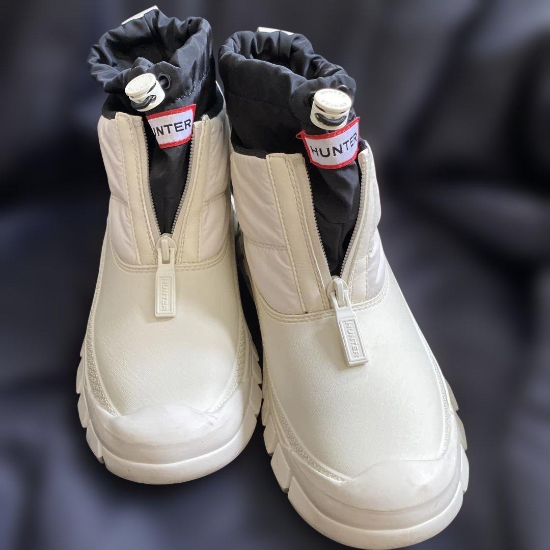 HUNTER ホワイトブーツ ジッパー付き HUNTER（ハンター） ブーツ ユニセックス プレイ ショート トラベル