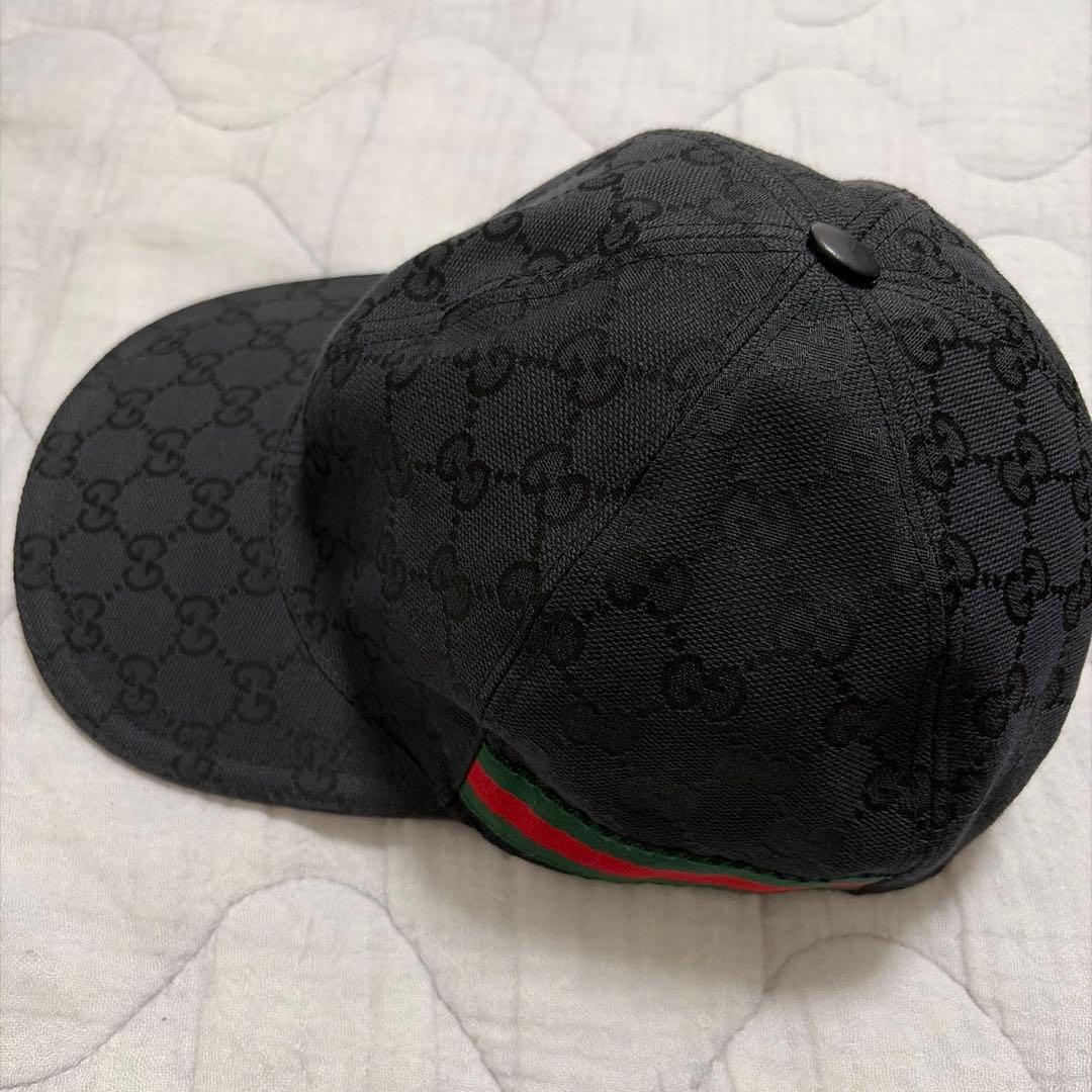 GUCCI キャップ 黒 GGパターン - メルカリ