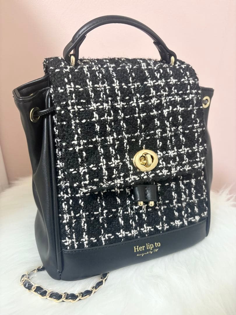 バッグ Herlipto Tweed Mini Backpack Black