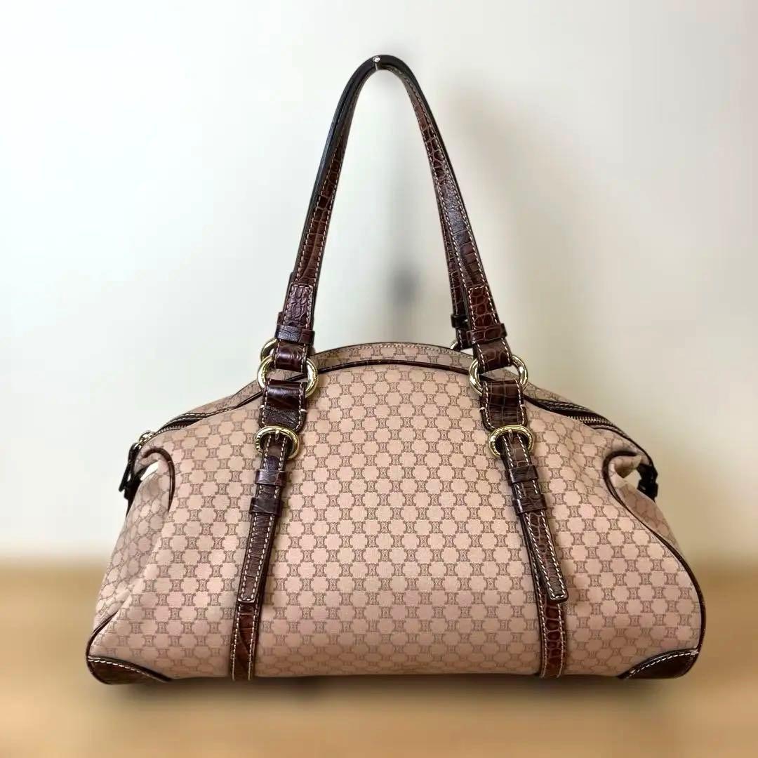 CELINE セリーヌ ボストンバッグ ピンクベージュ キャンバス 保存袋付き