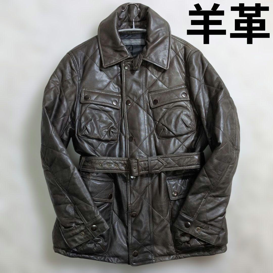 超良品★ジャーナルスタンダード シープスキン 中綿キルティングJK L 緑 羊革