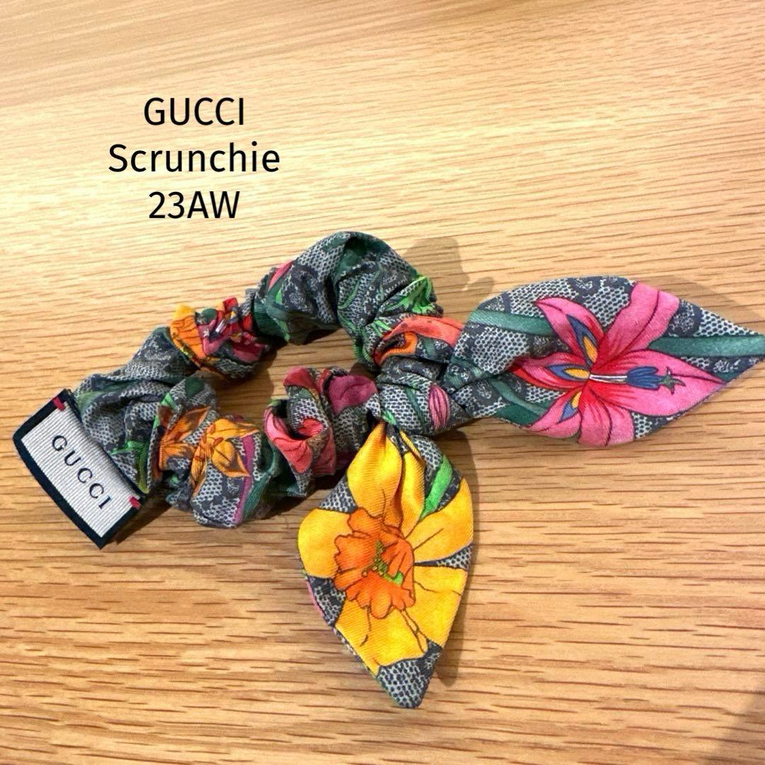 り*l様 GUCCI シュシュ　ヘアゴム　23AW グッチ　一度使用のみ　シルク