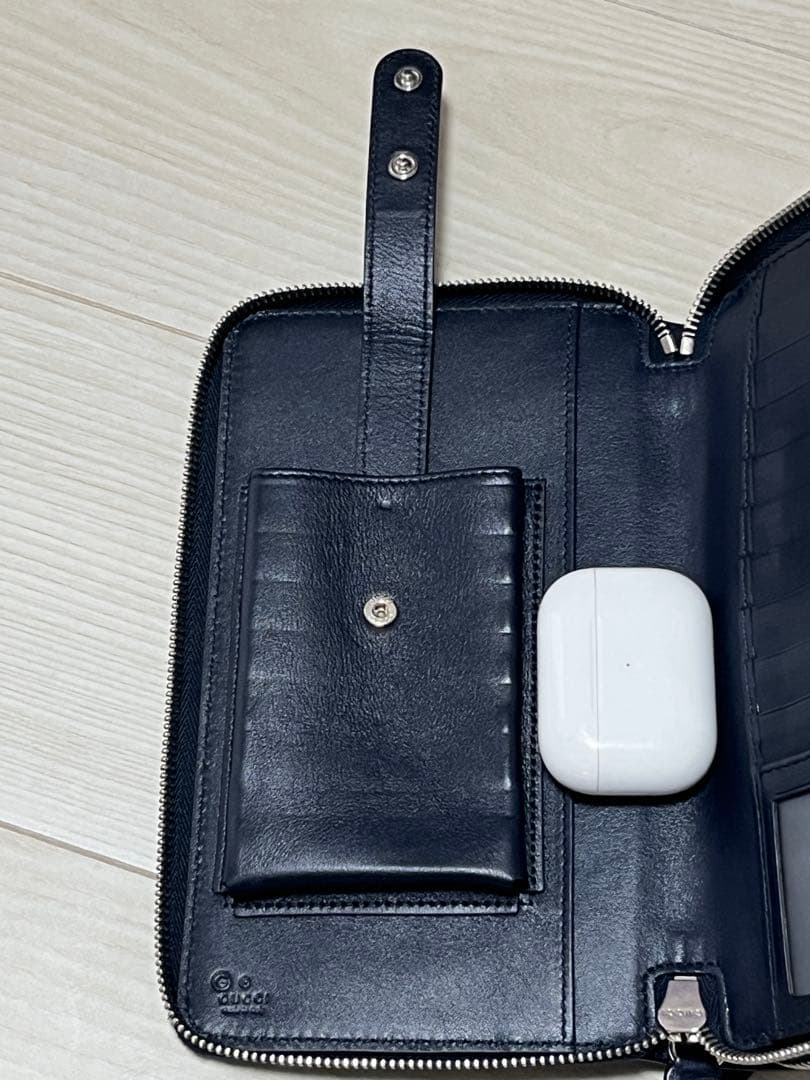 箱&袋付き】グッチ 長財布 マイクロシマ レザー ダブルジップ