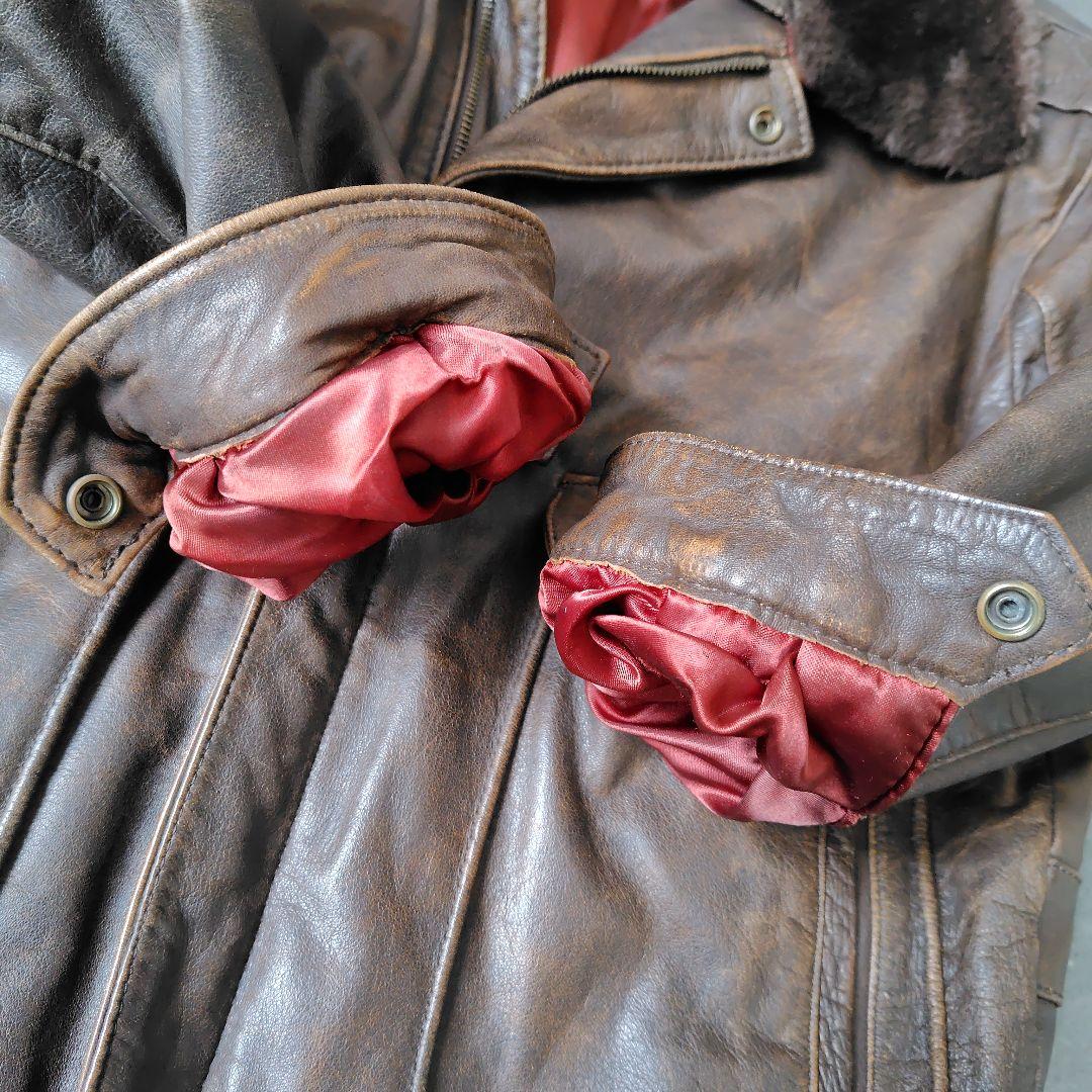 美品☆フライト レザー ジャケット G-1 A-2 2-B ブラウン 本革 ボア