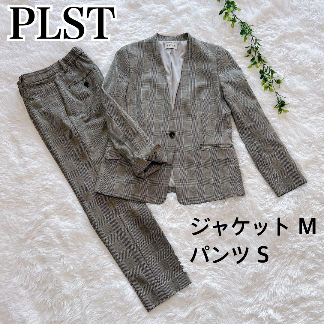 PLST ウォームリザーブカラーレスジャケット&パンツ スーツ グレンチェック