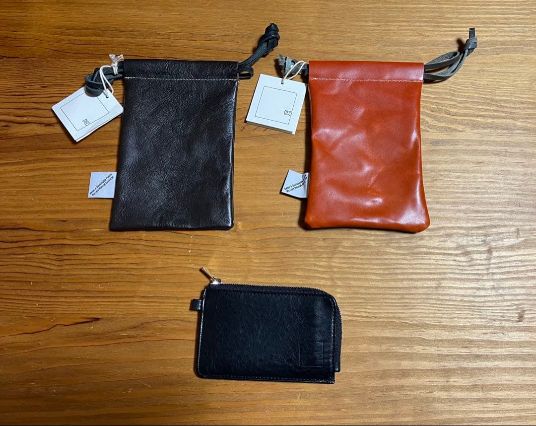 巾着付 deci L-shaped zipper compact wallet