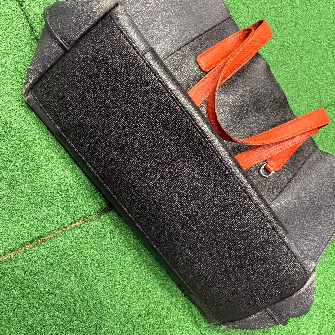 TODS 希少！メンズ レザートートバッグ ブラック オレンジ 中古品