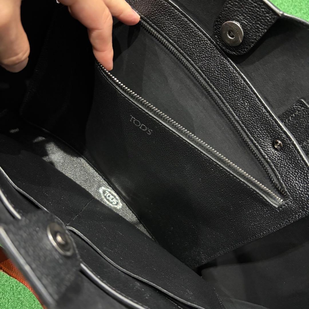 TODS 希少！メンズ レザートートバッグ ブラック オレンジ 中古品