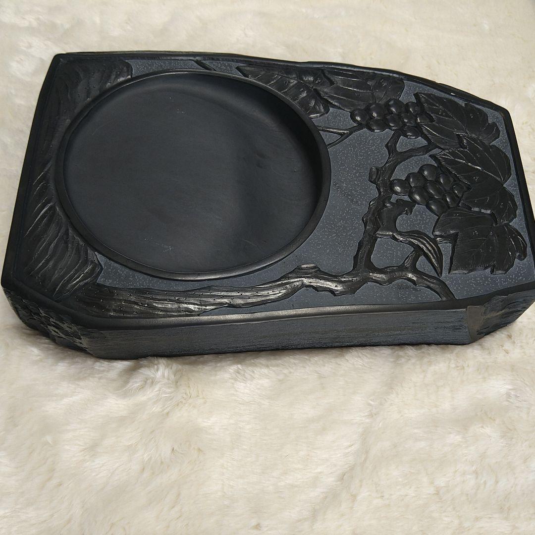 希少 硯 雄勝硯 雄浦 葡萄樹彫刻 6.1kg 書道道具