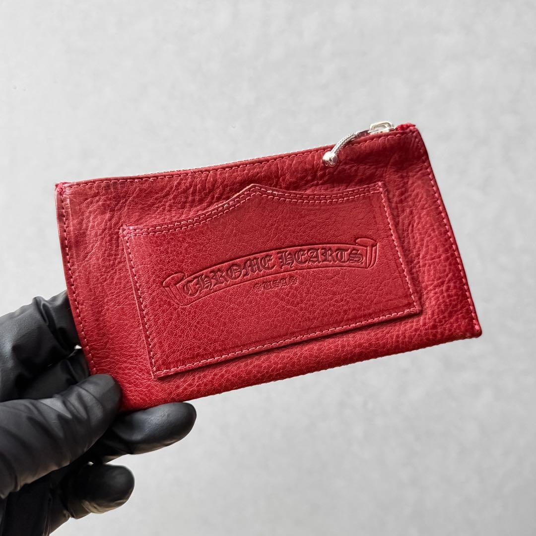 クロムハーツ パース レッド カード入れ ケース レザー 小銭入れ