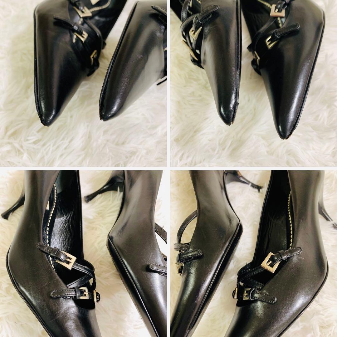 PRADA プラダ　パンプス　ヒール　ベルト　黒　ブラック　22〜22.5cm