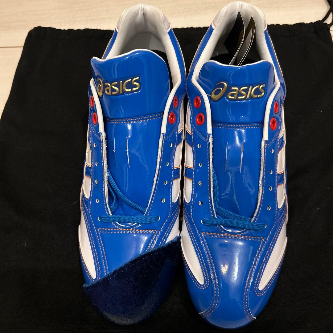 シ*ュ様 asics アシックス 青白 スパイクシューズ 27cm