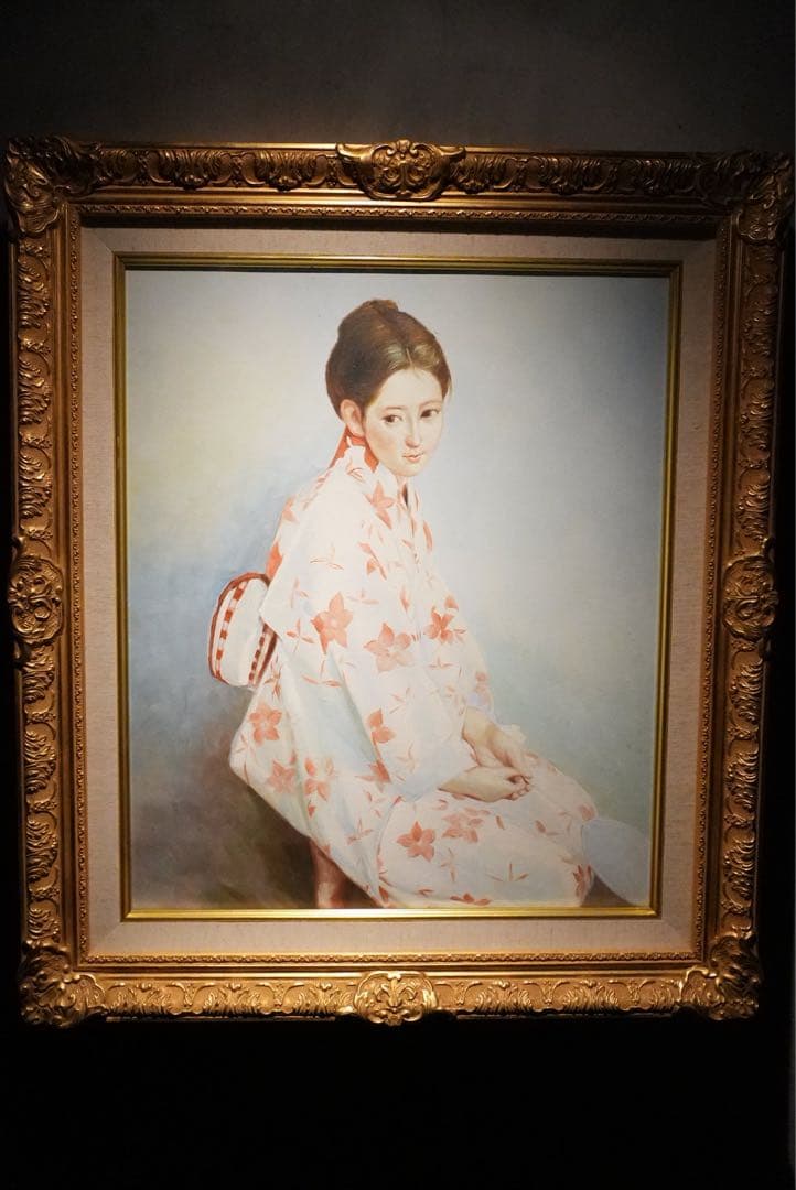 リアリズム　【浴衣をきる女】　肉筆油彩画