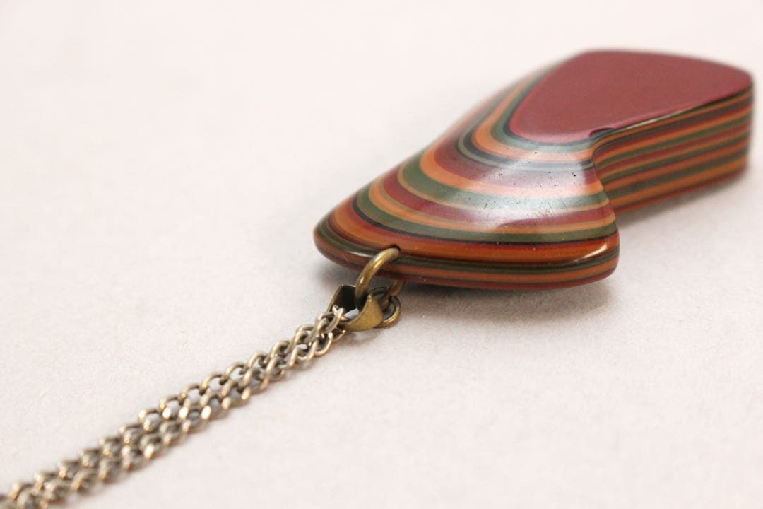 5142 堆朱 ペンダント2点 明石朴景 作 花文六角ペンダントトップ 送料無料