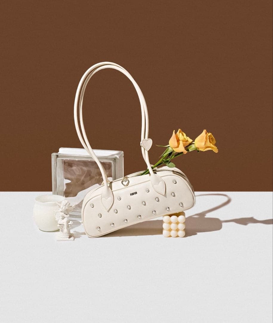 【新品未使用】furfur パールドットワイドボストンバッグ ファーファー 鞄