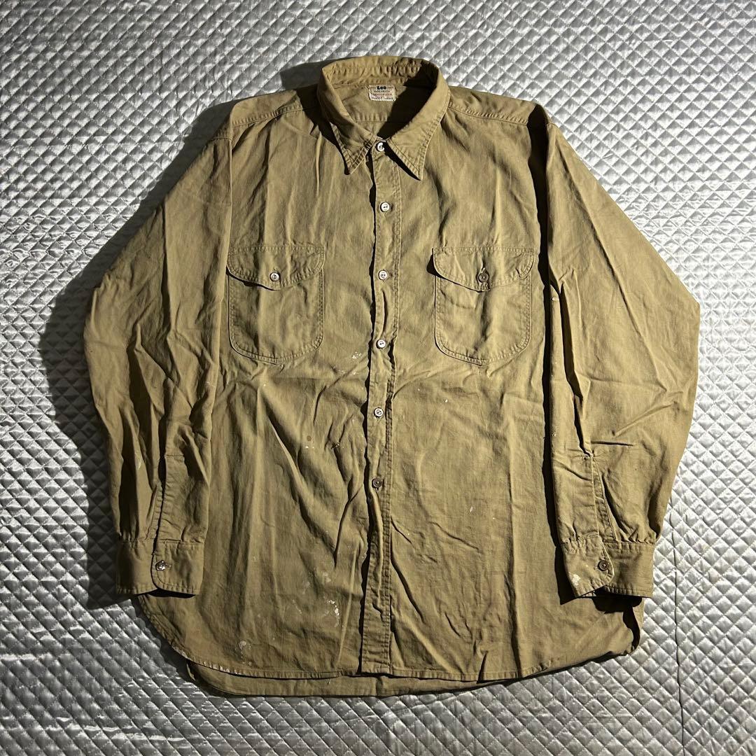 い*も様 50s vintage USA製 ツイルシャツ マチ付き コットン L