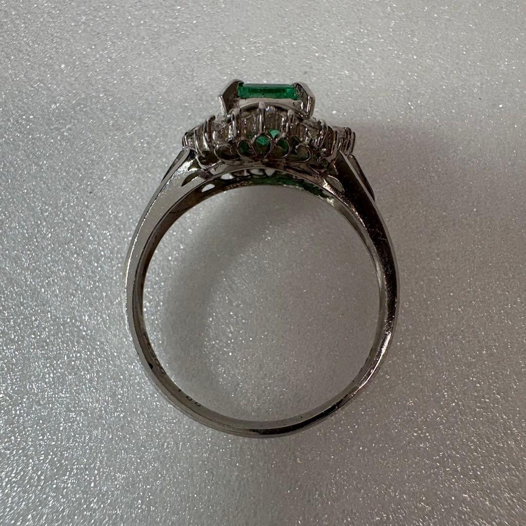 【PT900/リング】指輪 5.2g エメラルド1ct ダイヤアクセサリー