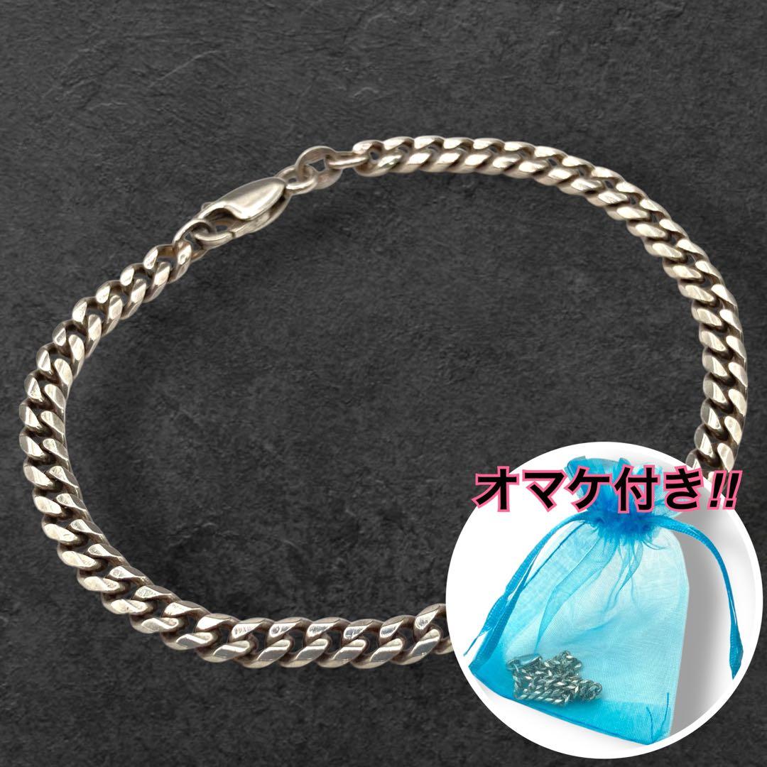 SV925 6面喜平チェーンブレスレット 18cm 幅4mm 379