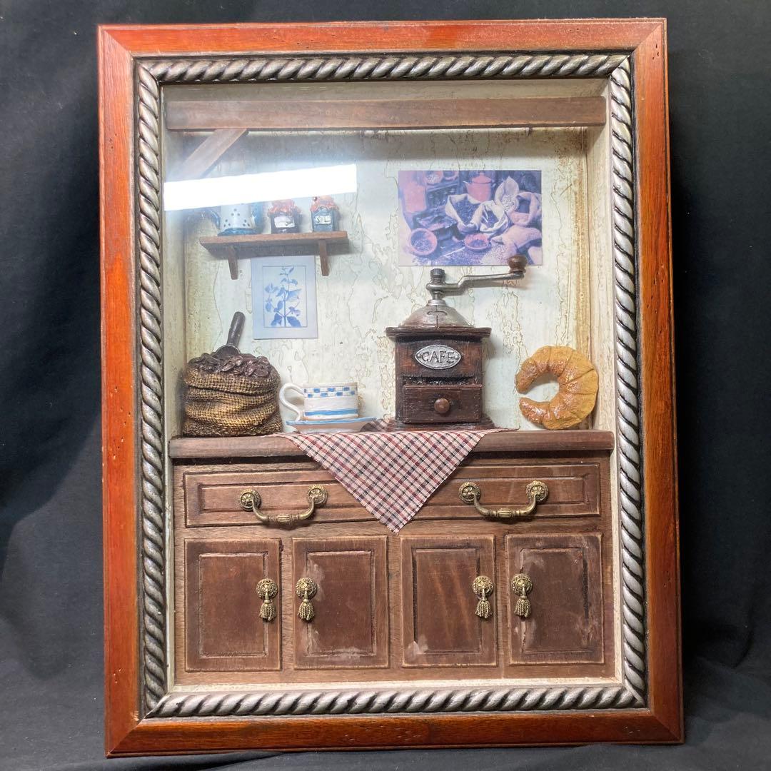 レトロ【美品】壁掛けジオラマ コーヒーショップ ショップインテリア