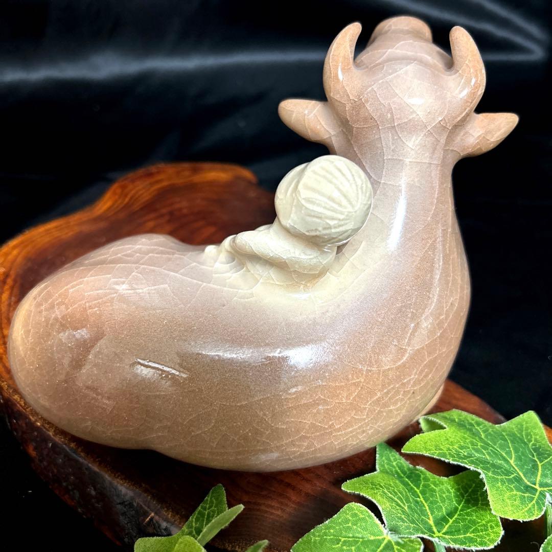 新品 骨董品 清水焼 京焼 西川實 深草窯 童牛 置物 インテリア