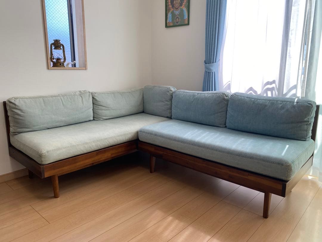 【引取限定】(値下げ済) デニムソファ L字型 Unico Swella