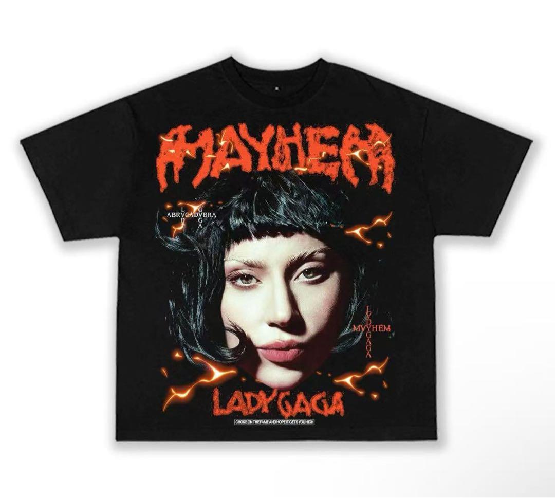 新品、LADY GAGA MAYHEM上質生地の黒Tシャツ（S-XXXL）対応 - メルカリ