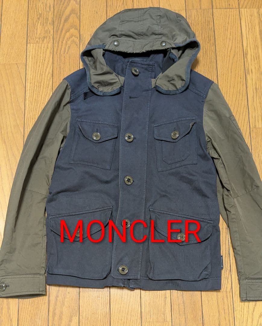 ガ*ボ様 美品　MONCLER フード付きジャケット ネイビー/カーキ　S