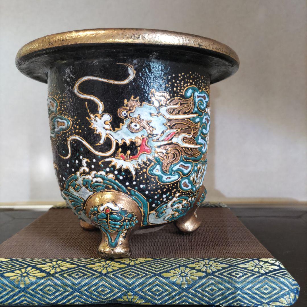 万年青鉢、 金彩龍図 、蘭鉢 、盆栽鉢 植木鉢、 東洋ラン 鉢、時代物、未使用鉢