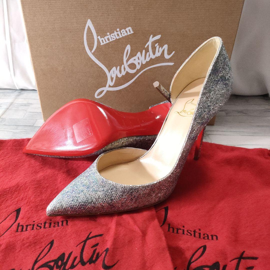 未使用品✨ルブタン　グリッターパンプス　ハイヒール　ブルーシルバー　37