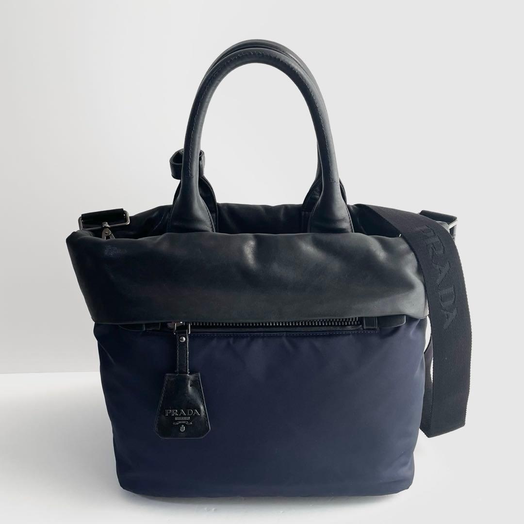 美品〜良品】PRADA プラダ 2way トートバッグ ナイロン×ナッパレザー