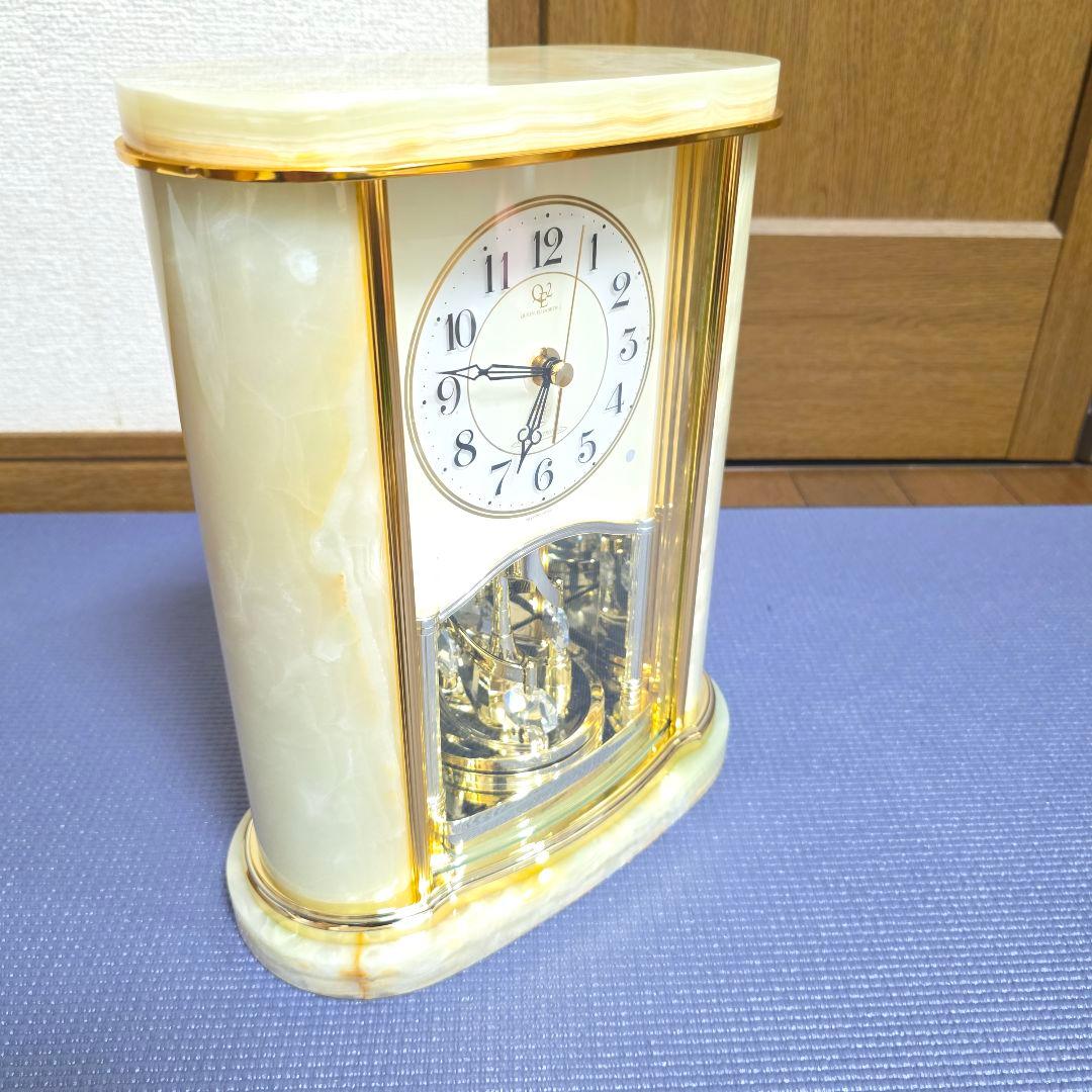 【69】【リズム高級置き時計】クイーンエリザベス2 置き時計　大理石　からくり