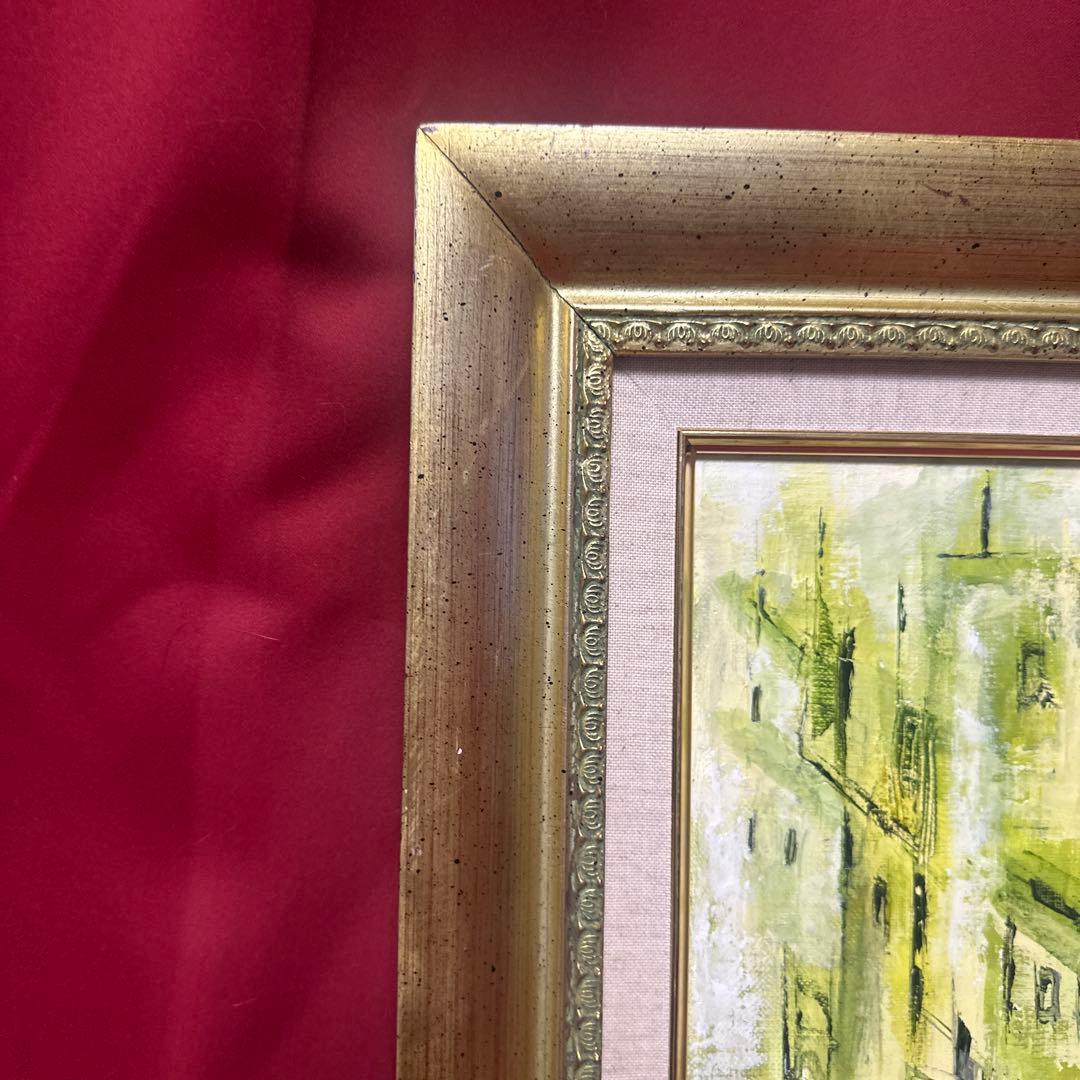 ブ*リ様 セピア色 油彩画 永井弘子 街角の白いバラ 絵画 真作 肉筆