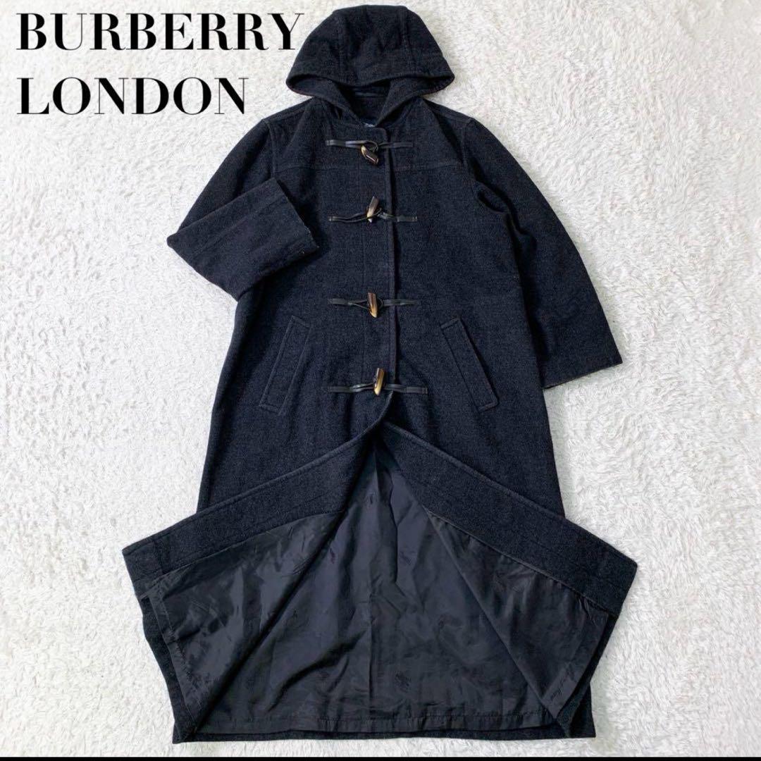 【美品・カシミヤ混】バーバリー ロンドンダッフルコート 黒 フード L〜XL相当 美品・カシミヤ混】バーバリー ロンドンダッフルコート 黒 フード L