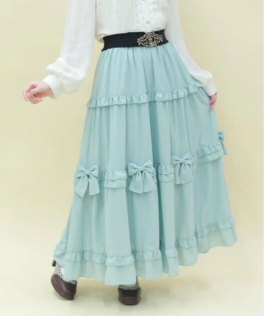 axes femme POETIQUE シアーギンガムティアードスカート シアーギンガムティアードSK（スカート）｜axes femme POETIQUE