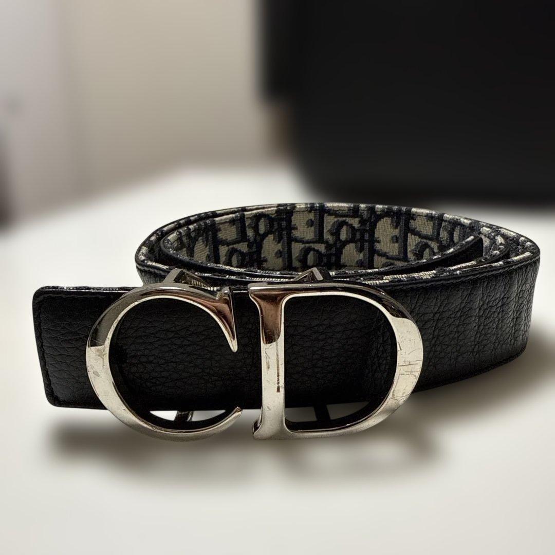 Dior オブリーク　ブラックレザーベルト リバーシブル　CDロゴ