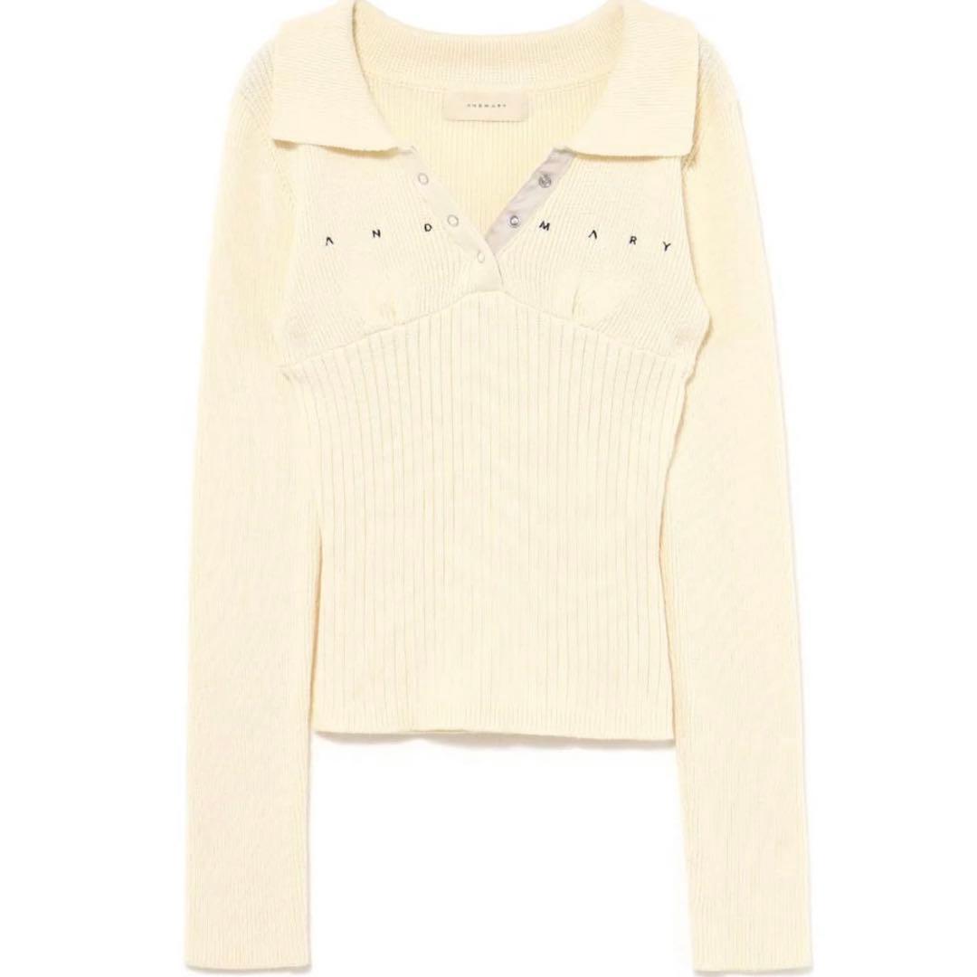 トップス andmary Lindsay logo tops ivory ANDMARY】Lindsay logo tops