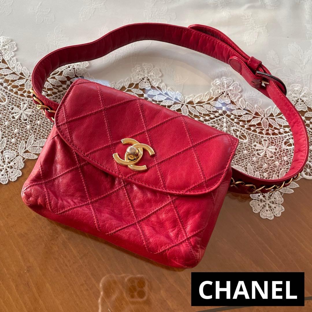 CHANEL ウエストポーチ 赤 ヴィンテージ - メルカリ