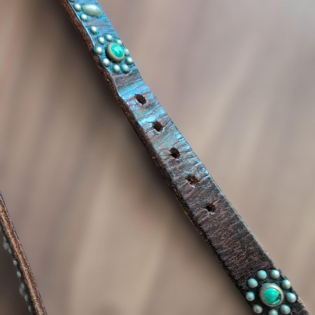 HTC ナローベルト34 ターコイズ装飾レザーベルト - メルカリ