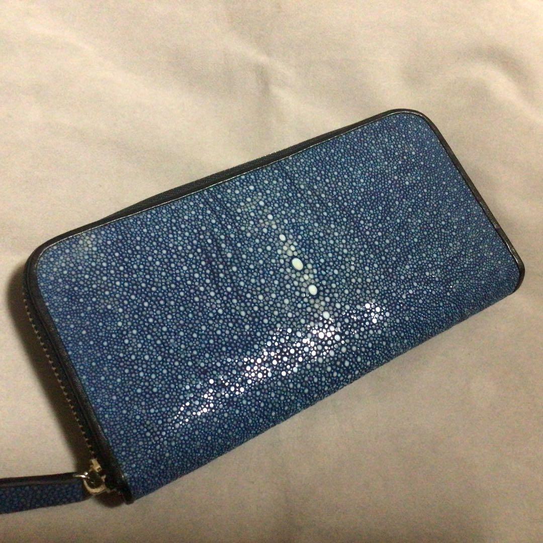 お得品　海の宝石　スティングレイガルーシャ　ラウンドファスナーウォレット　エイ革