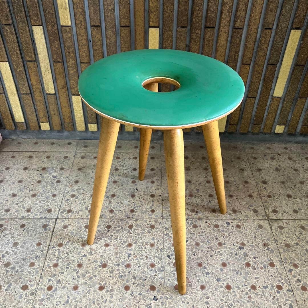 A-2 昭和レトロ 天童木工 リングスツール 椅子 古家具 ドーナツ椅子