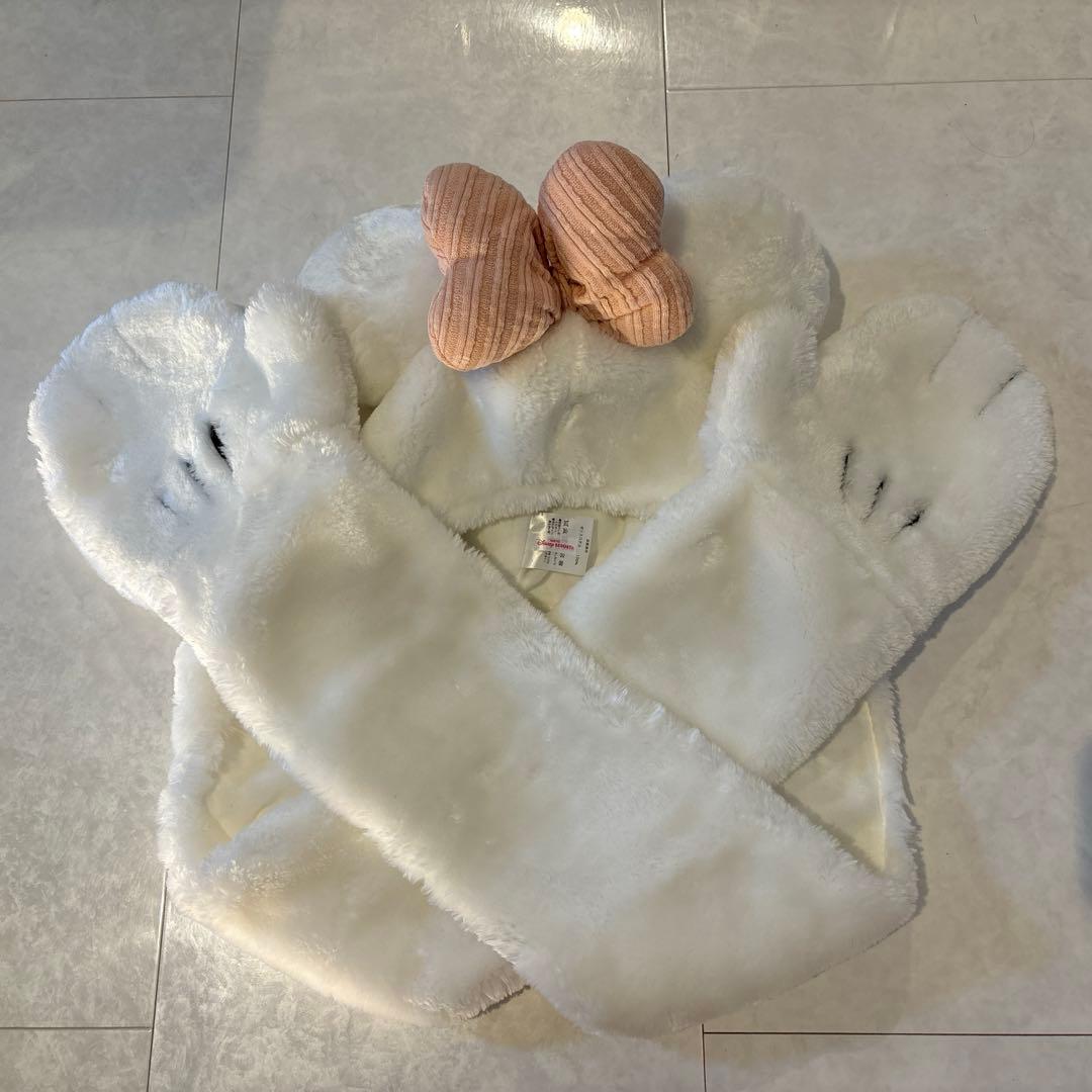 ディズニー ミニー マフラーファンキャップ ホワイト 白 - メルカリ